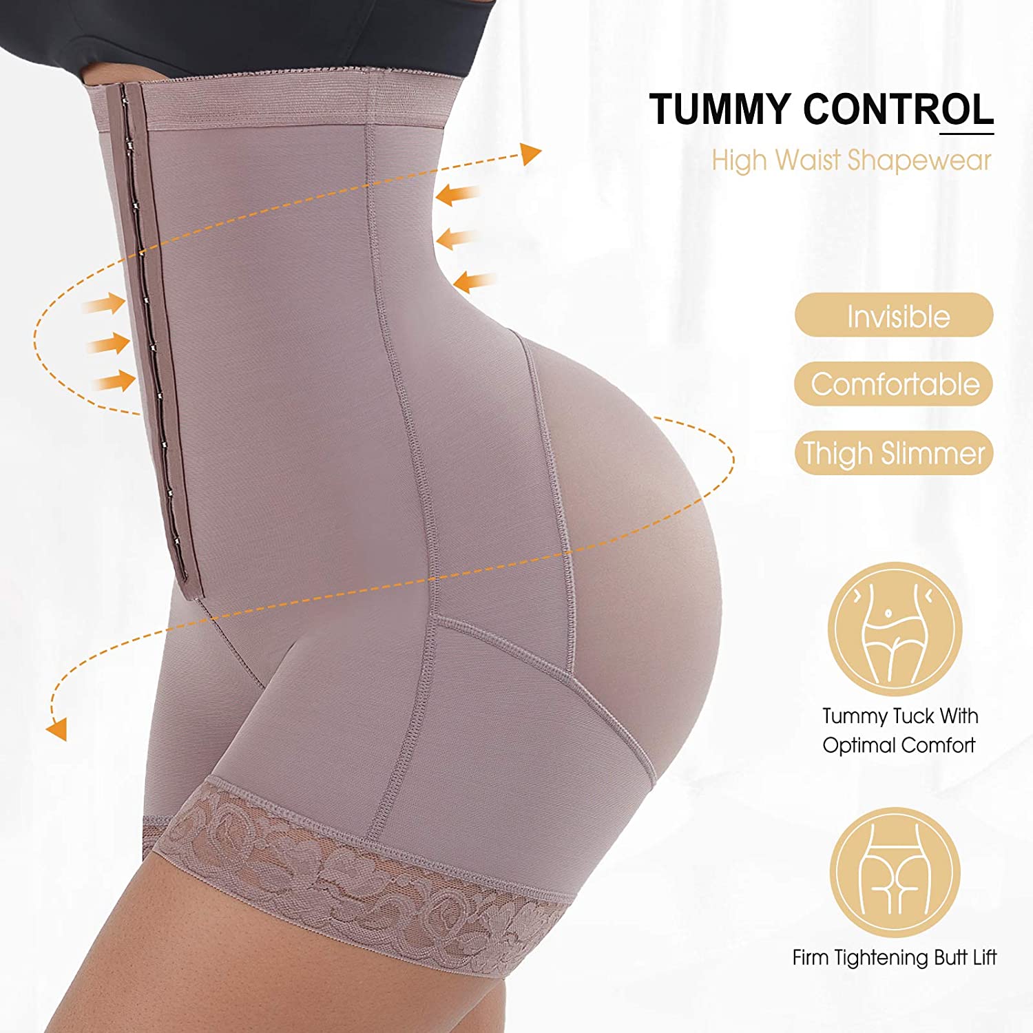 High Waisted Sculpting Body Shape Tummy Control Butt Lift Shapewear Shorts