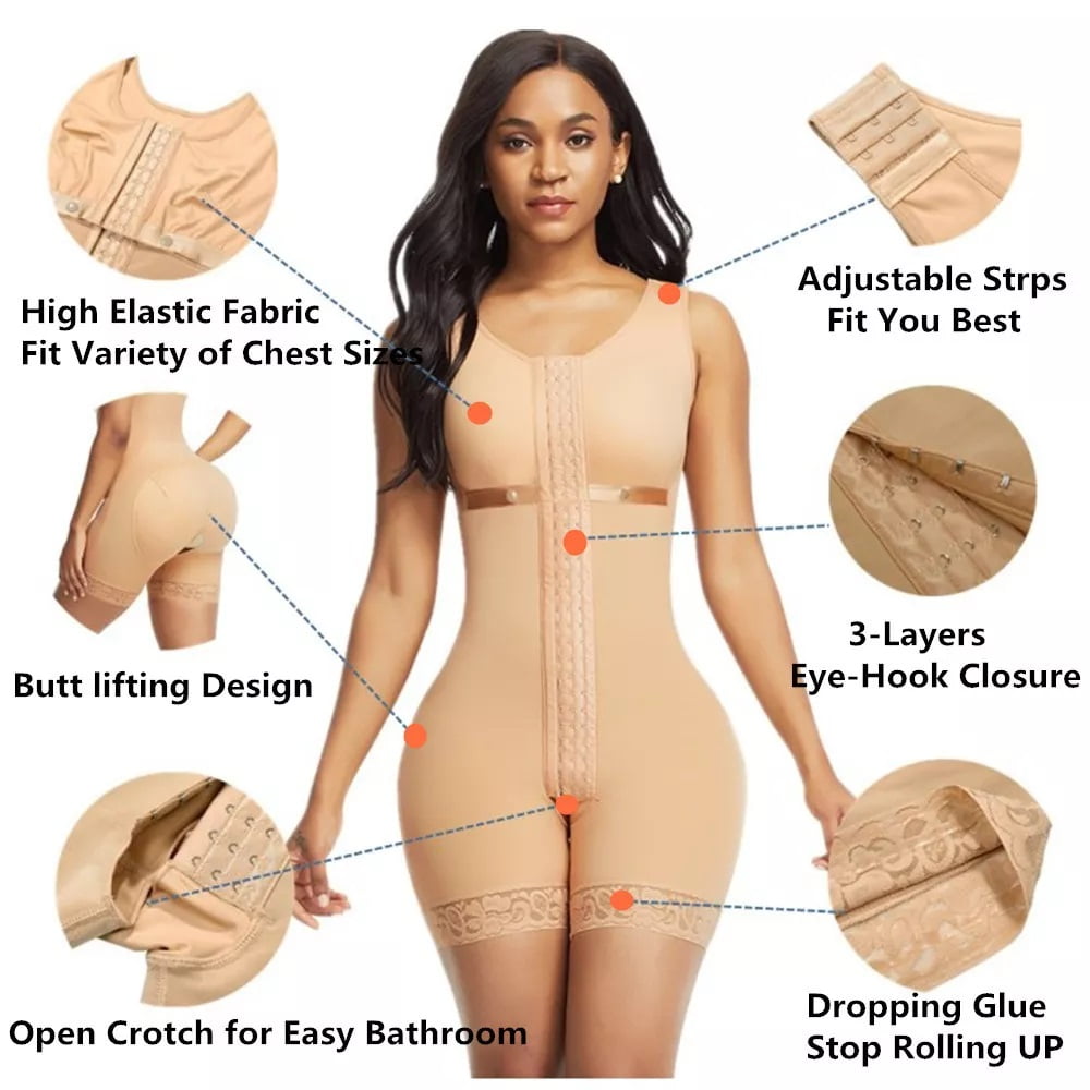 Women Waist Trainer Body Shaper Reductive Girdles Corset Thigh Slimmer Butt  Lifter Slimming Shapewear Hook (Color : Nude, Size : Medium)