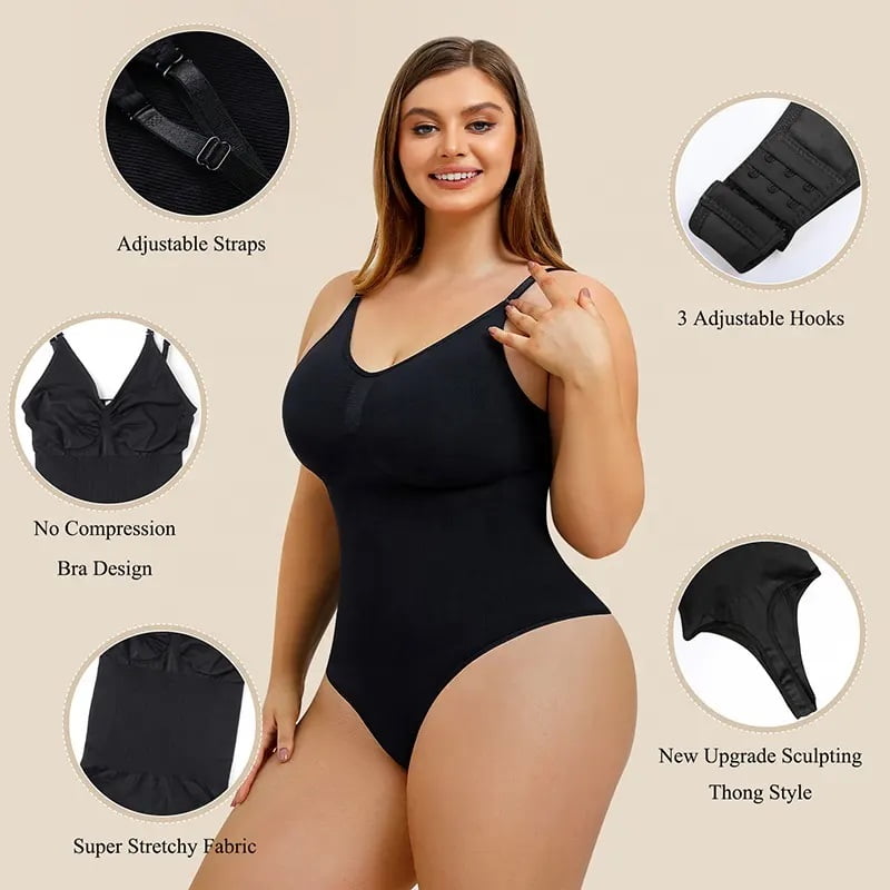 Ultra Comfy Body Shaper Women Sculpting Bodysuit Tummy Control Shapewear  Seamless Body Shaper Thong Adjustable Straps