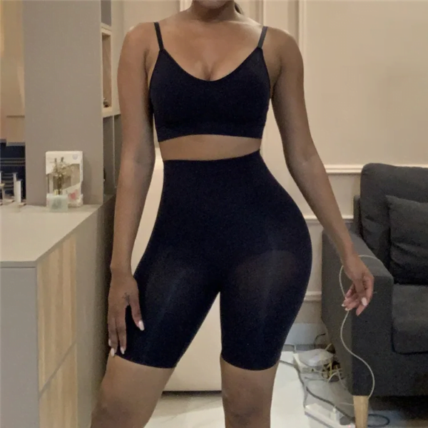 High-waisted mid-thigh body shaper