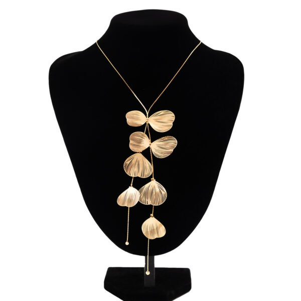 Ginkgo Leaf Choker Retro Pull-Out Tassel Necklace for Women Statement Jewelry - Image 4