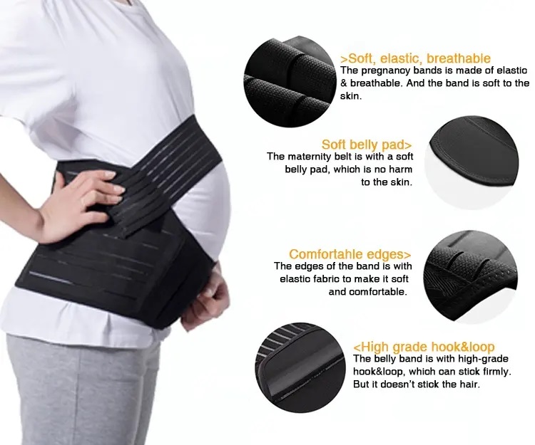 Pregnancy Support Belt Set – 3-in-1 Maternity Belly Band for Pelvic Back Pain Relief, Adjustable & Breathable – Soft Belly Pads, Flexible Straps – Black & Nude, M-2XL - Image 7