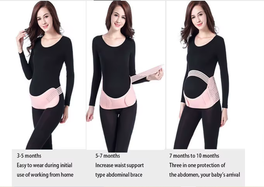 Pregnancy Support Belt Set – 3-in-1 Maternity Belly Band for Pelvic Back Pain Relief, Adjustable & Breathable – Soft Belly Pads, Flexible Straps – Black & Nude, M-2XL - Image 10
