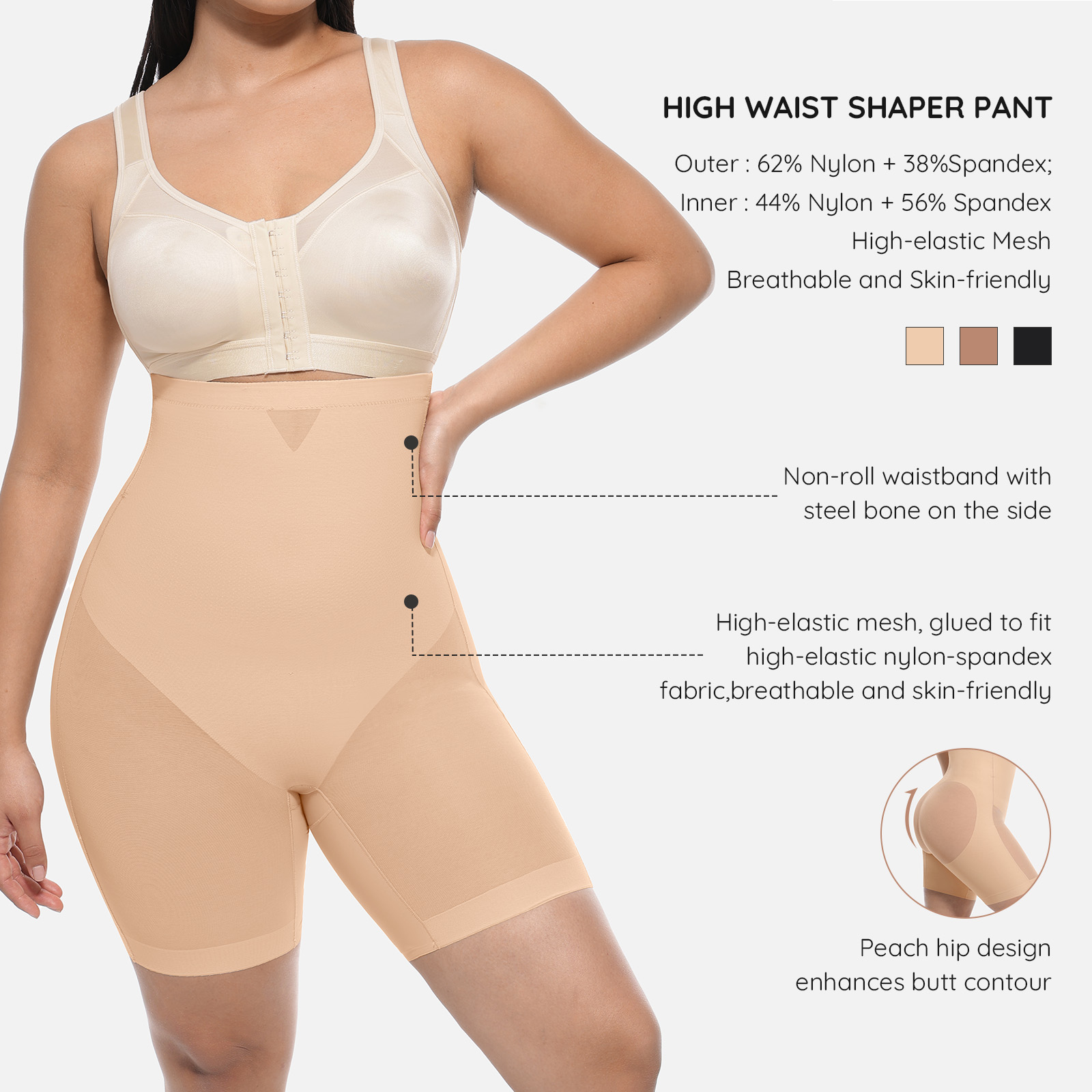 Women’s High-Waist Butt-Lifting Shapewear Shorts – 360° Tummy Control, Seamless Body Shaper with Anti-Roll Waist & All-Day Comfort - Image 2