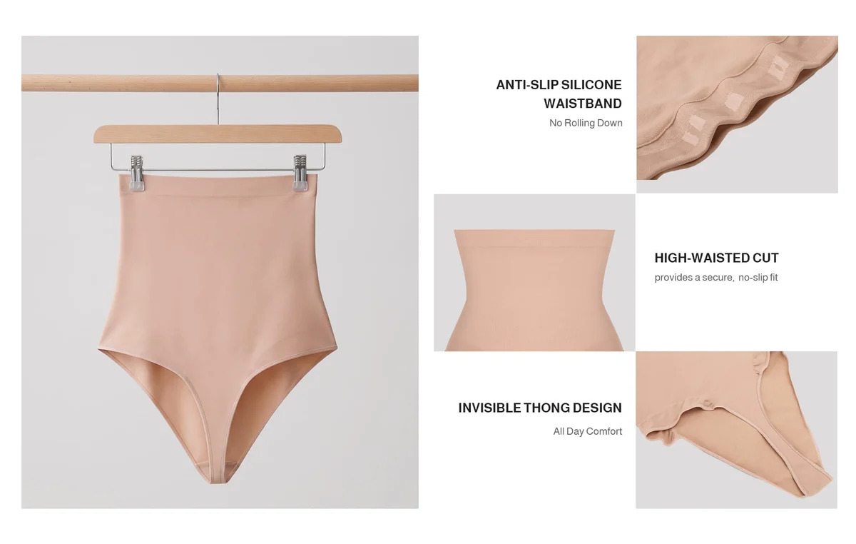 Women’s High-Waist Tummy Control Seamless Shapewear Thong Panty - Image 15